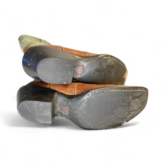 Ariat Brown & Turquoise Leather Western Cowboy Boots size 9 B - Picture 6 of 8